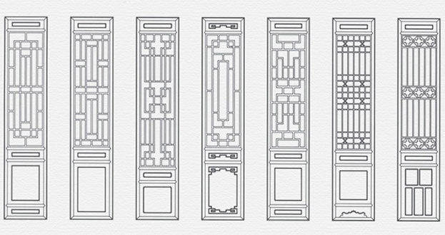 福绵常用中式仿古花窗图案隔断设计图